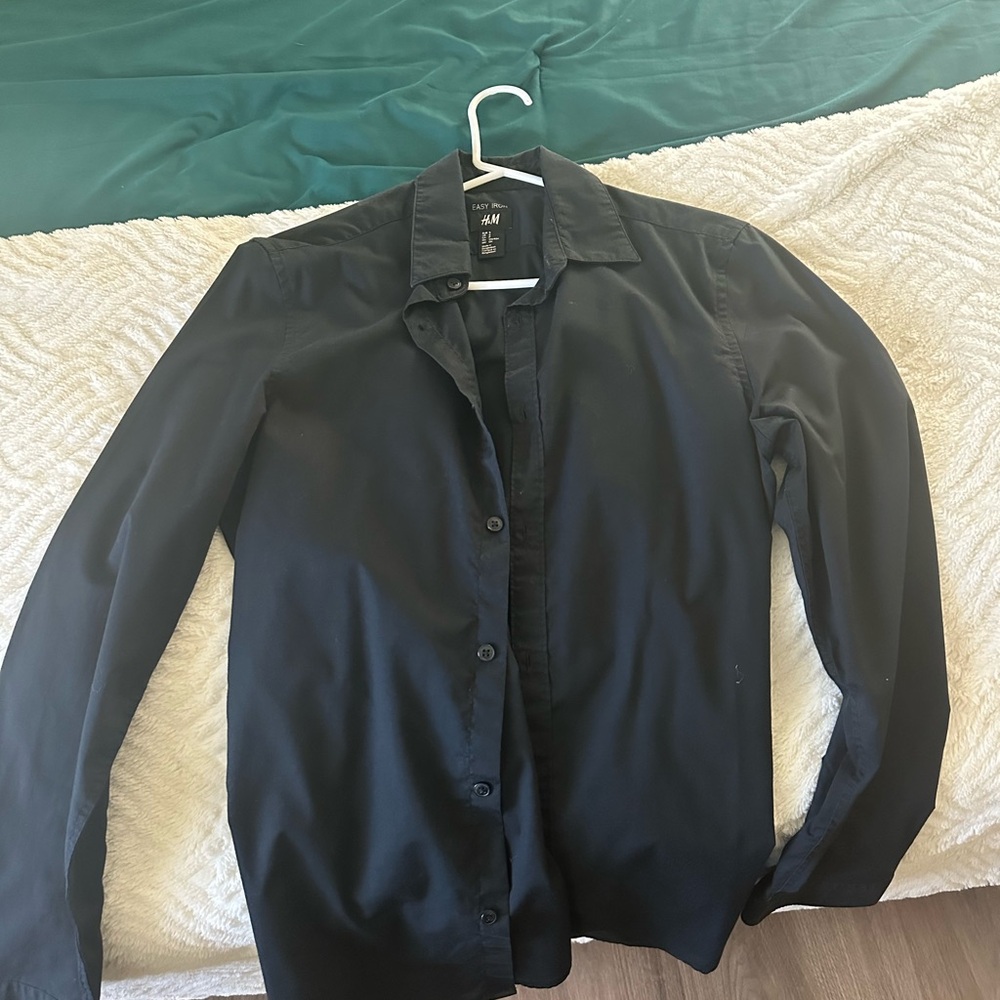 H&M Men's Casual Black Button Down Shirt
